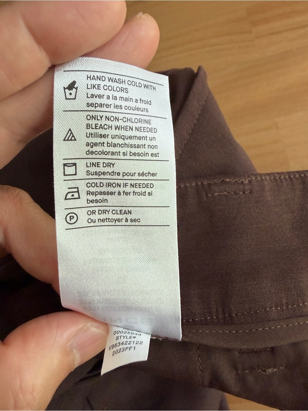 Vince Dark Brown Straight Leg Trousers Size 14 Cotton Viscose Flat Front Pants - Picture 11 of 15